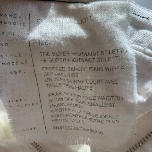 Current Elliott Super High Waisted Stiletto Jeans in White - Picture 2 of 5